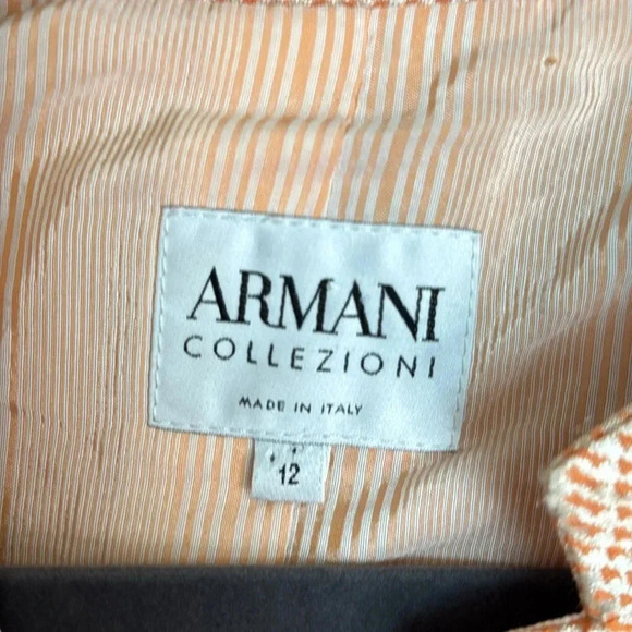 Armani Collezioni Orange Gold Plaid Jacket Size 12 Quiet Luxury Designer - Picture 2 of 5